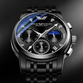 LOUIE JULENE Midnight Royale Chronograph – Premium Black Steel Luxury Watch for Men