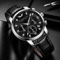 Belushi Midnight Prestige Chronograph – Luxury Black Leather Watch