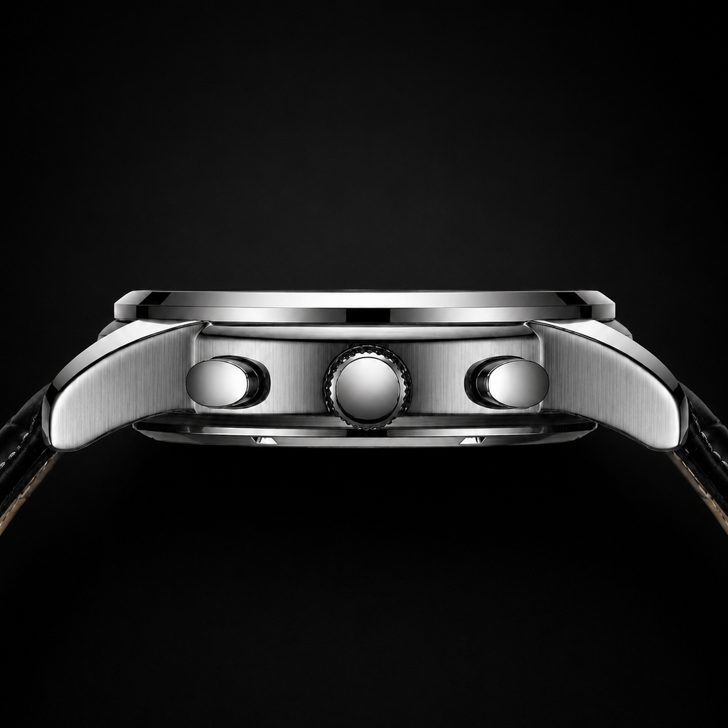 Belushi Midnight Prestige Chronograph – Luxury Black Leather Watch