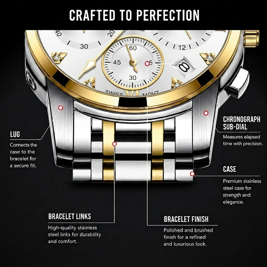Louie Juelen Celestial Chronograph-Style Men’s Quartz Watch
