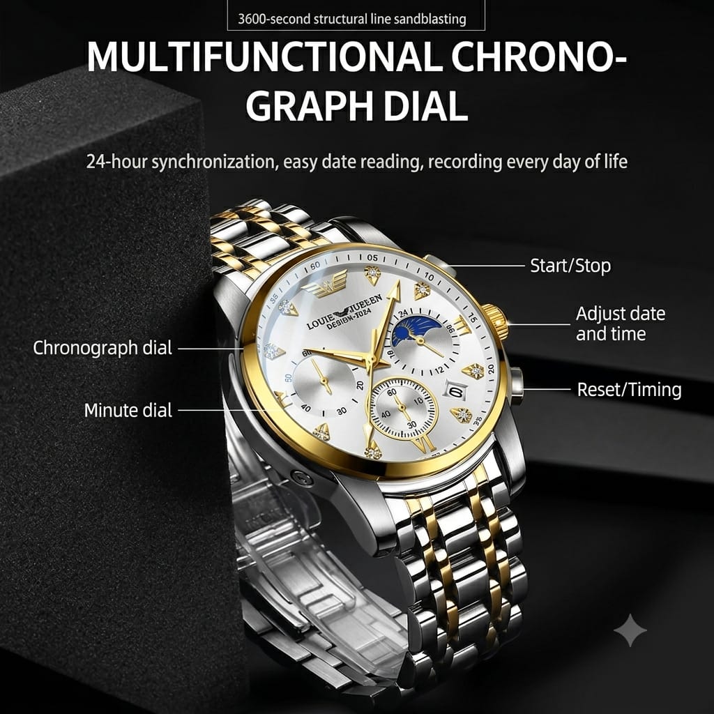 Louie Juelen Celestial Chronograph-Style Men’s Quartz Watch